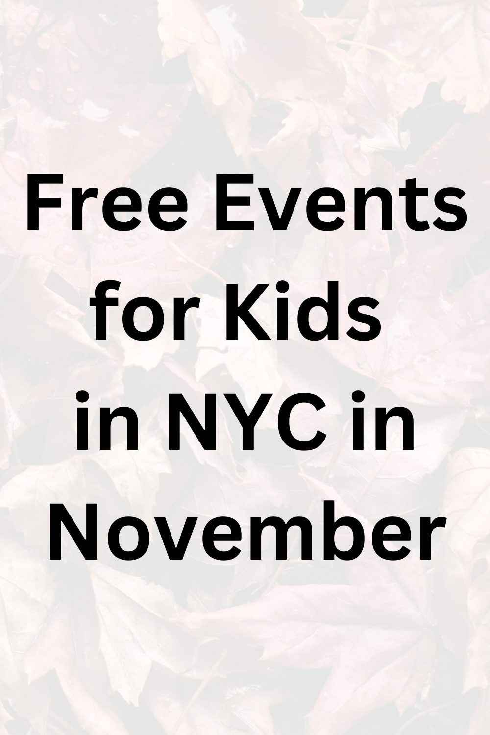 Free Things to Do with Kids in NYC in November